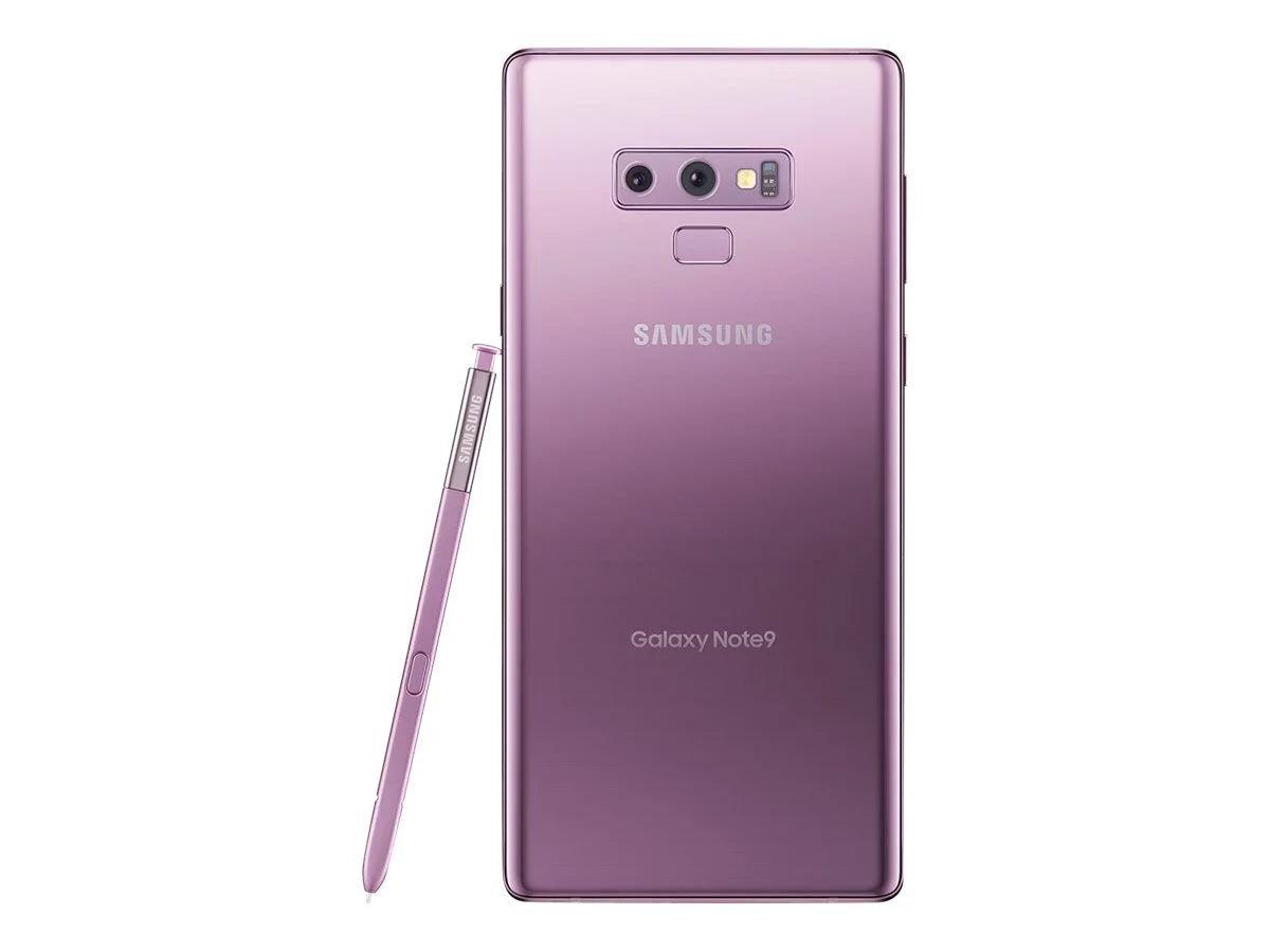 Samsung galaxy note9 - 4g lte 128 gb - microsdxc slot - cdma / gsm - 6.4" - 2960 x 1440 pixels (516 ppi) - super amoled - ram 6 gb - 8 mp front & 2x rear cameras - android - sprint - lavender purple