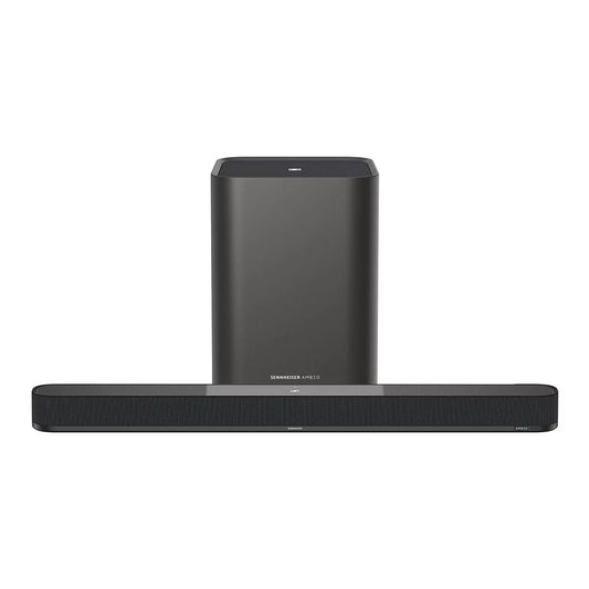 Sennheiser ambeo soundbar plus 7.1.4 channel soundbar with dolby atmos and dts:x with ambeo sub 8in 350w wireless subwoofer with bluetooth