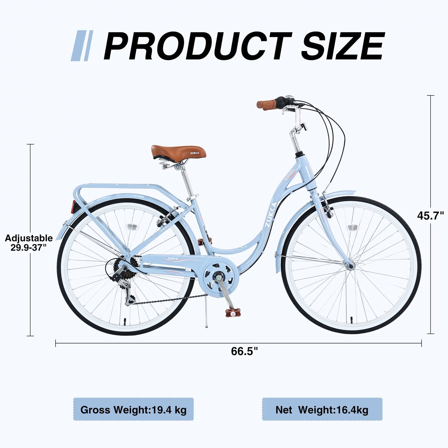 26" 7-speed adult bike for women, blue