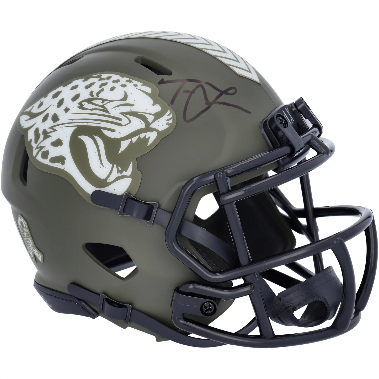 Trevor lawrence jacksonville jaguars autographed riddell 2022 salute to service speed mini helmet