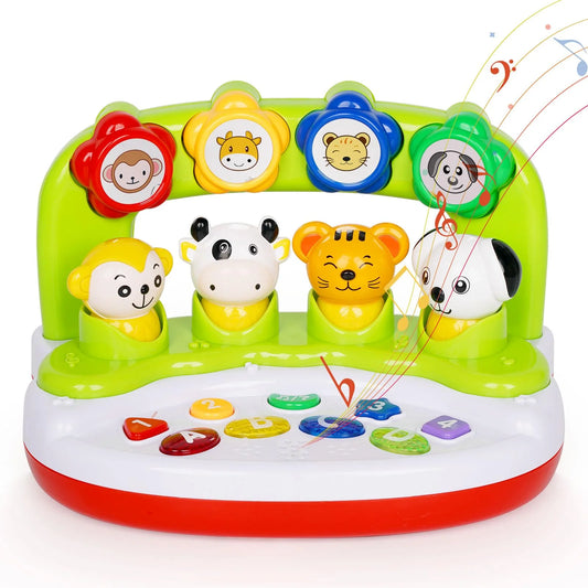 Baby toys 6 to 12 months, interactive animal toys with music & light, learning infant toys 12-18 months,activity center sensory toy educational toy