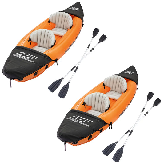 Bestway 126 x 35 inch lite-rapid x2 inflatable kayak float w/oars (2 pack)