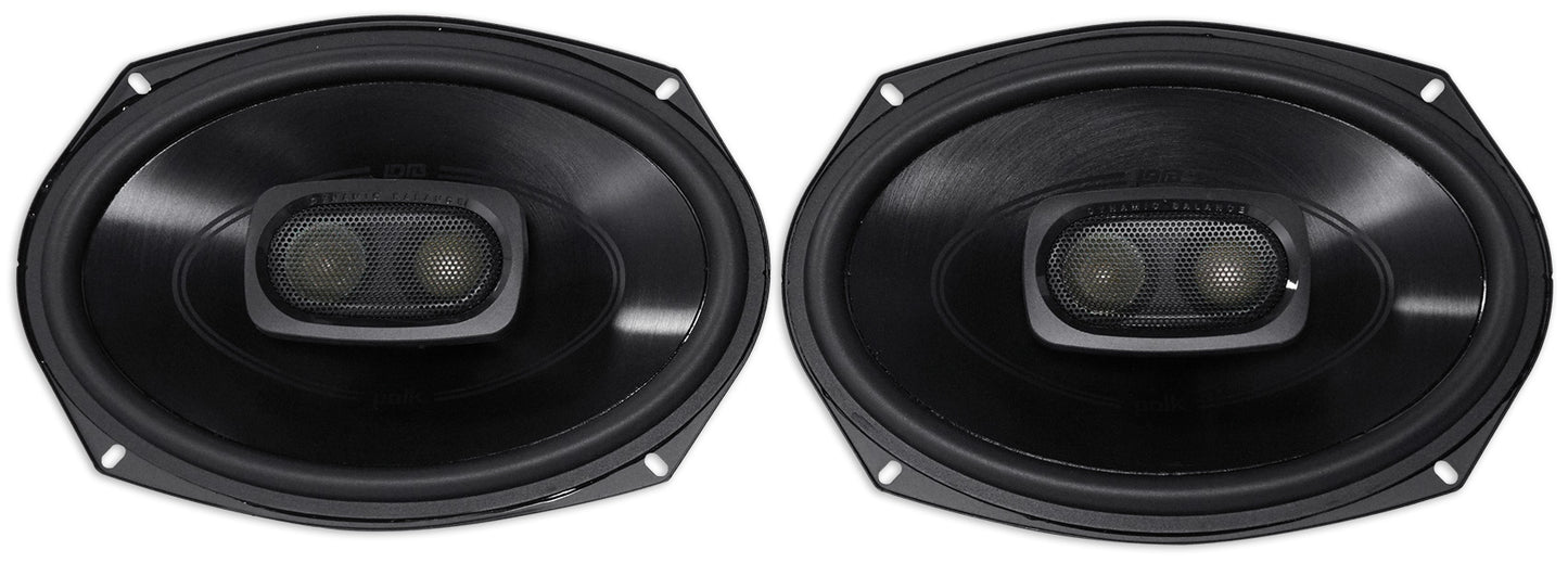 2) polk audio db692 6x9" 450w car audio marine/atv/motorcycle speakers+cyberbuds