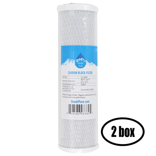 2 boxes of replacement for purepro hro-500 activated carbon block filter - universal 10 inch filter for purepro 10" light commercial ro : hro-500 - denali pure brand