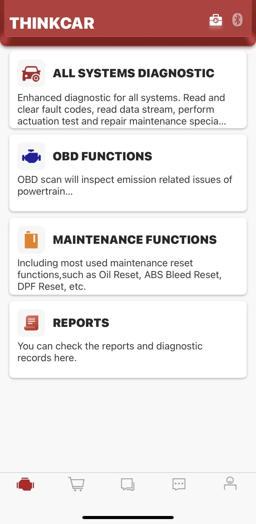 Bluetooth obd2 scanner full systems car diagnostic tool code reader (2 year software included) 15 maintenance functions for cars since 1996- thinkcar  thinkdiag