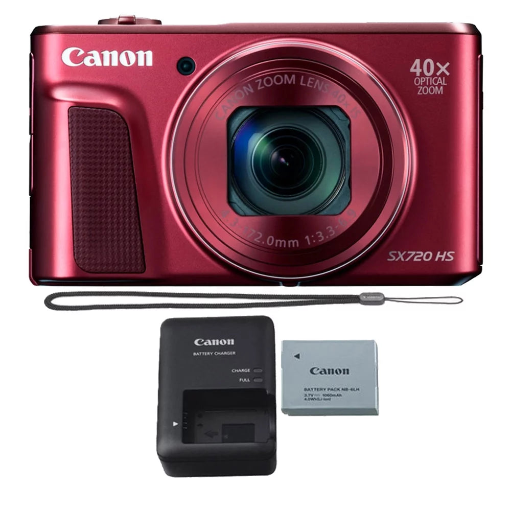 Canon powershot sx720 hs 20.3mp 40x zoom built-in wifi / nfc full hd 1080p point and shoot digital camera red