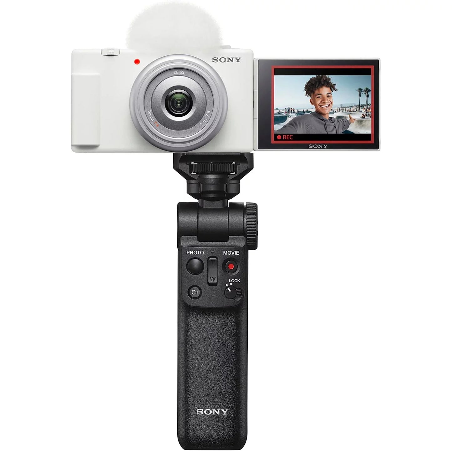 Sony zv-1f vlog camera with 4k video & 20.1mp for content creators and vloggers white zv-1f/w bundle