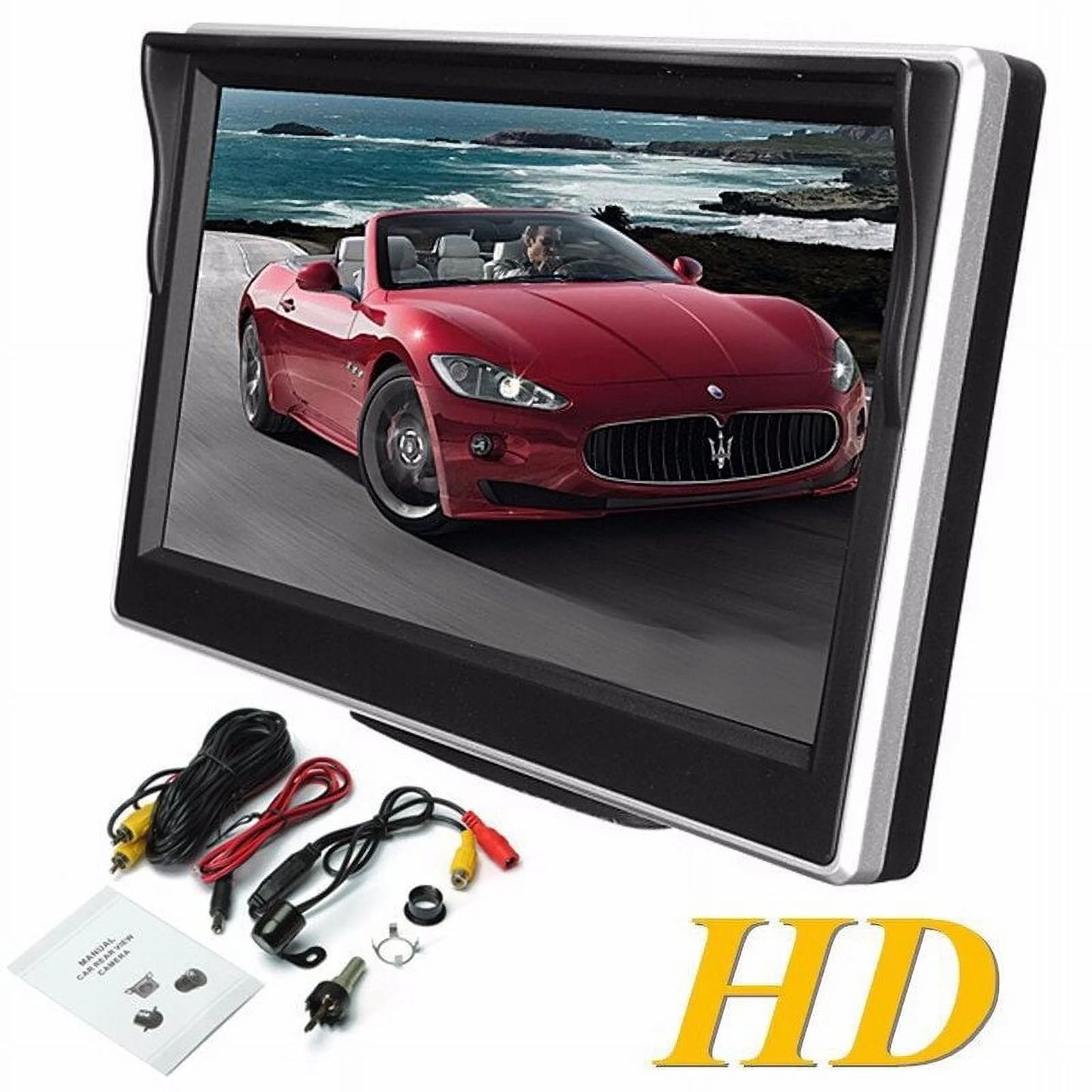 5 inch tft lcd color mirror monitor for car reverse rear view backup camera car dvd  kit (black)