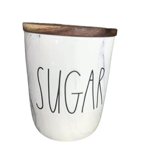 Rae dunn home sugar canister marble with wood lid (small size)