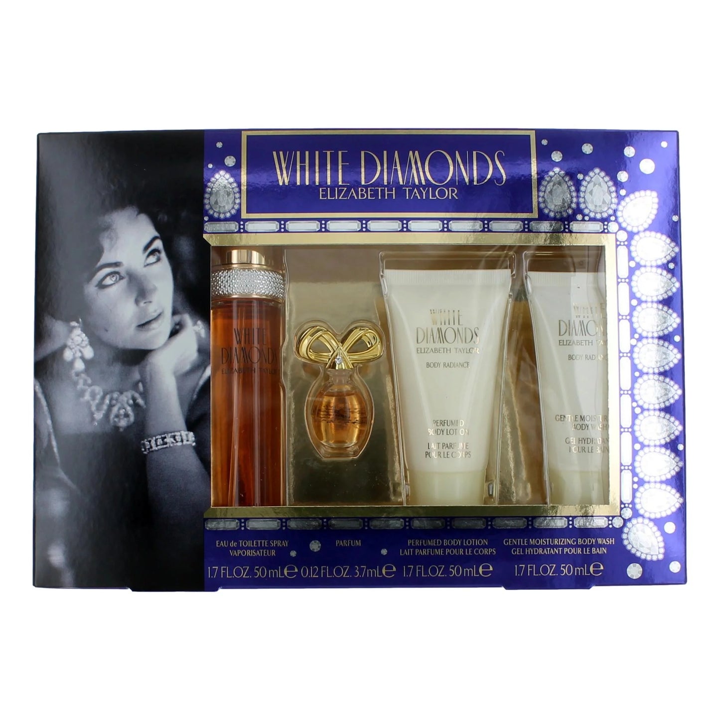 White diamonds by elizabeth taylor, 4 piece gift set women (with 1.7oz)