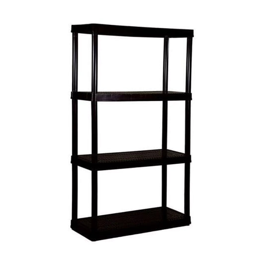 91021 solid plastic shelving with 4 plastic medium duty  black