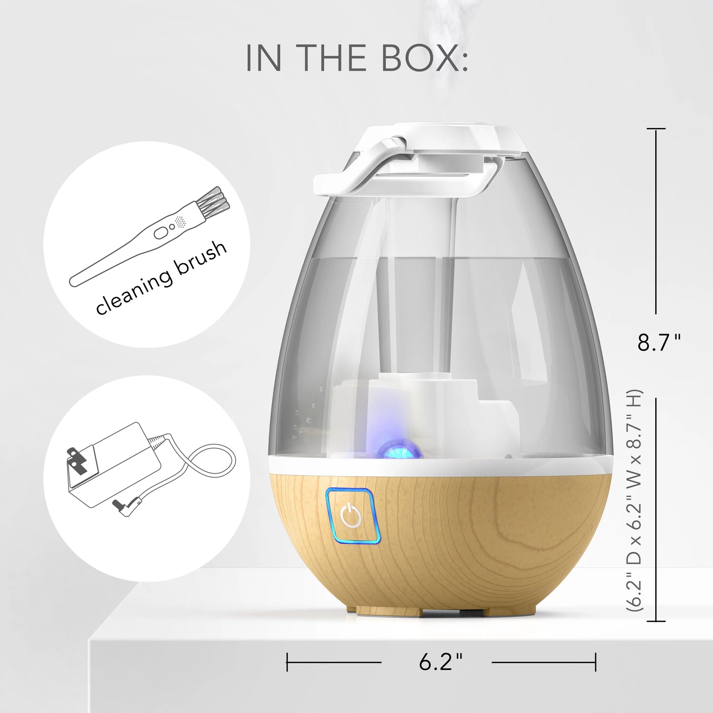 Sharper image ultrasonic cool mist humidifier, 0.4 gallon light ash woodgrain (new)