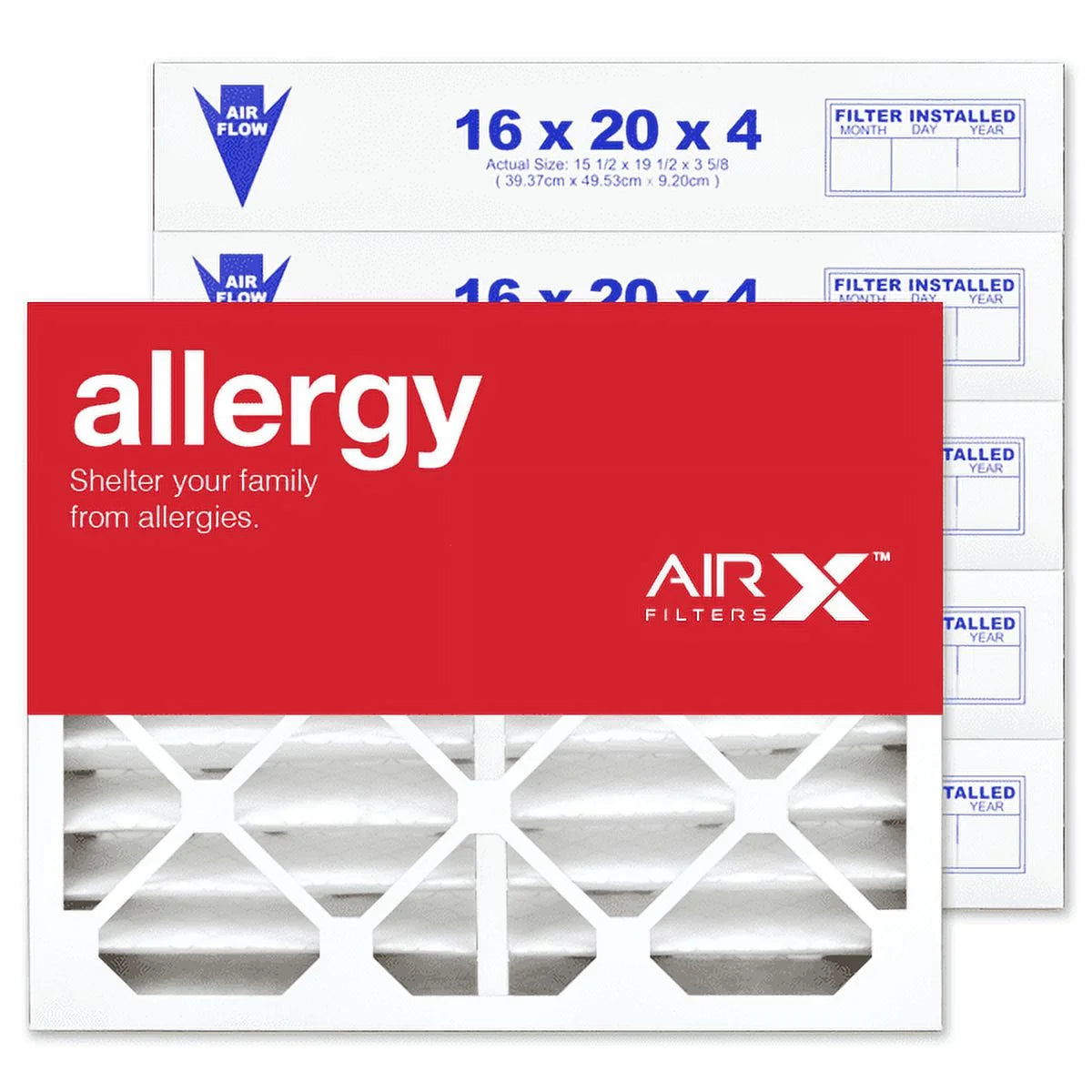 Airx filters allergy 16x20x4 replacement air filter merv 11 for white rodgers fr1000m-108 fr1000m-111, 6-pack