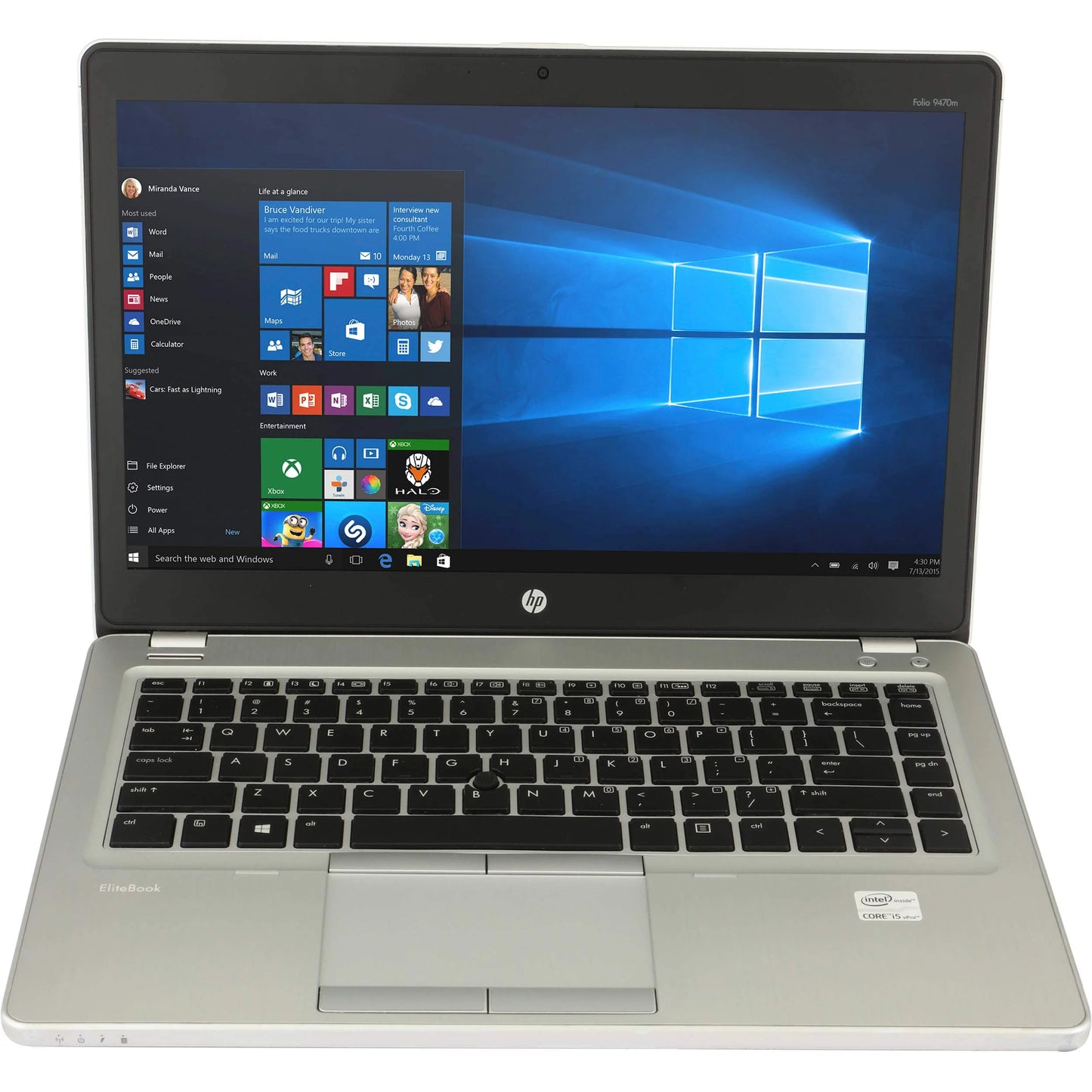 Restored hp elitebook folio 9470m 14" intel core i5-3437u 1.9ghz 16gb 320g sata windows 10 professional (refurbished)