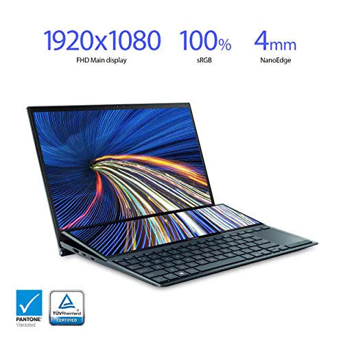 Asus zenbook duo 14 ux482 14" fhd touch display, intel evo platform, core i5-1155g7, 8gb ram, 512gb pcie ssd, screenpad plus, windows 10 home, wifi 6e, celestial blue, ux482ear-eb51t