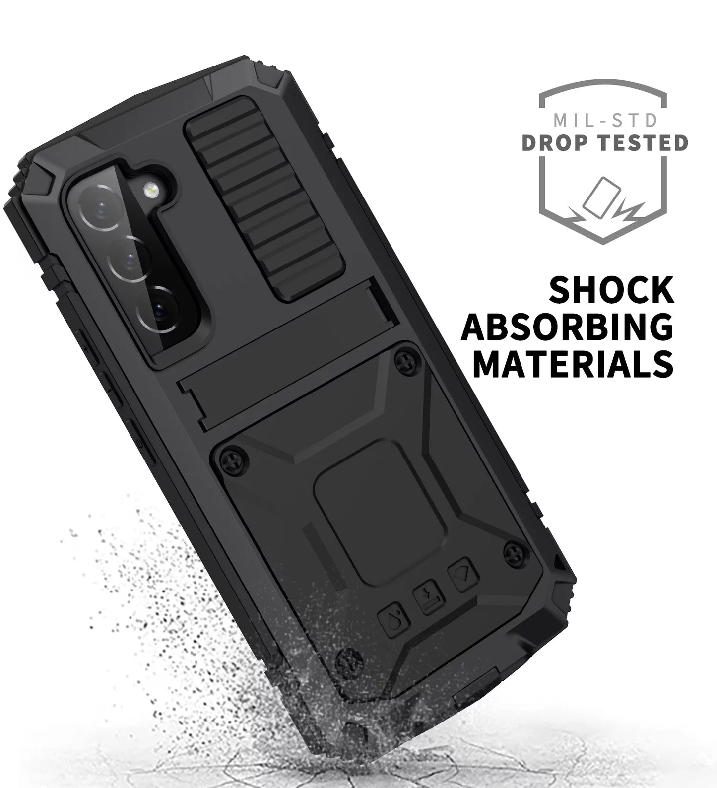 Casetego for samsung galaxy s22 plus case,built in kickstand heavy duty military grade rugged shockproof protective cover,black