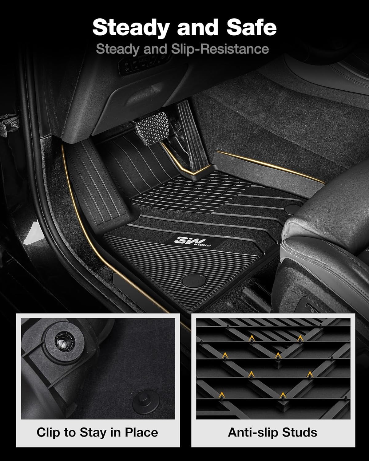 3w floor mats & cargo liner for bmw x5 2019-2023 custom fit full set heavy duty floor liner and trunk mat compatible fit bmw x5 black (only for 5 passenger) tpe all-weather