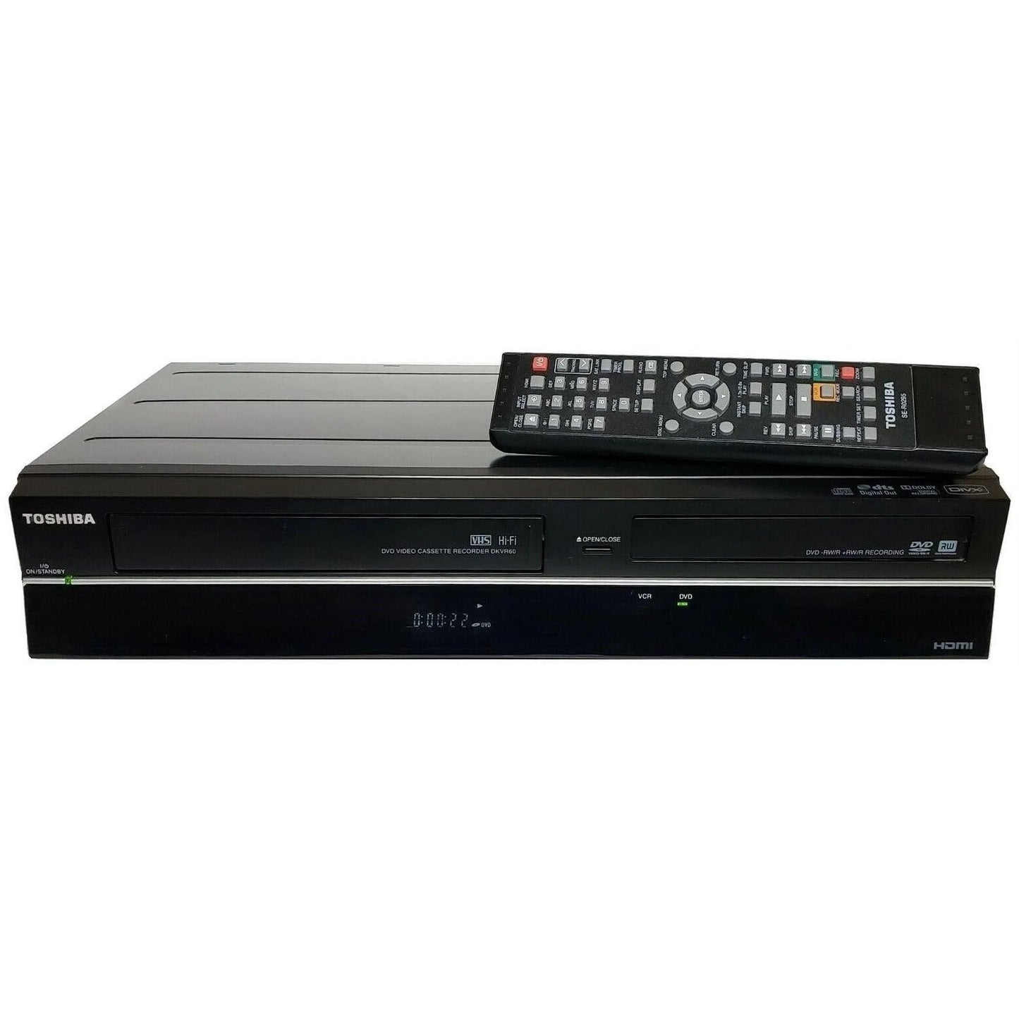 Toshiba dkvr60 (new) dvd/vcr recorder combo av, manual, remote included