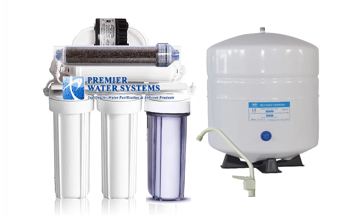 100 gpd - 6 stage dual outlet use (drinking & 0 ppm aquarium reef/deionization) reverse osmosis water system (ro/di) with permeate pump+ tank