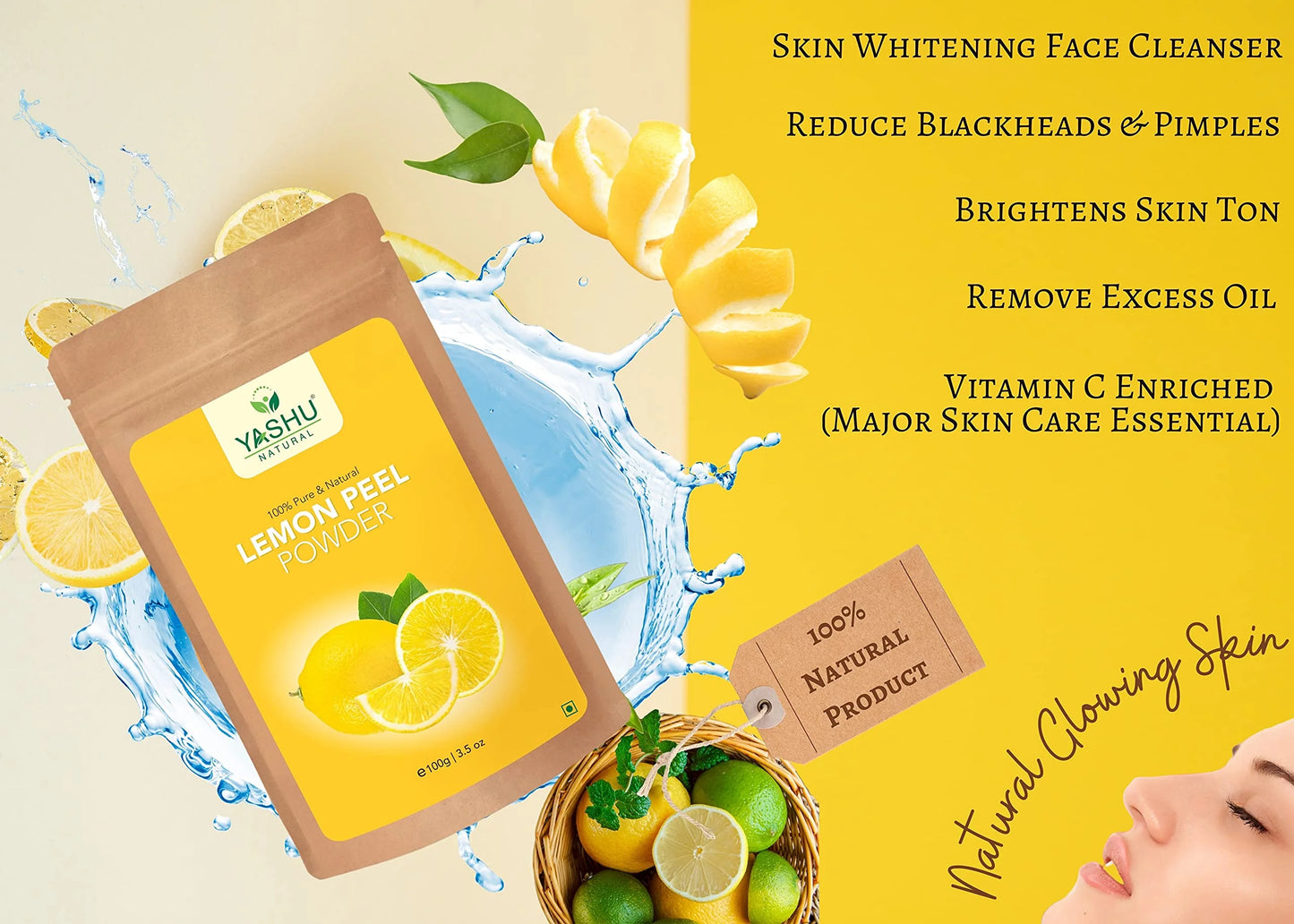 Yashu organic lemon peel orange peel kasturi turmeric haldi sandalwood face powder for glowing skin | detan & brightening combo pack of 4 (400gm)