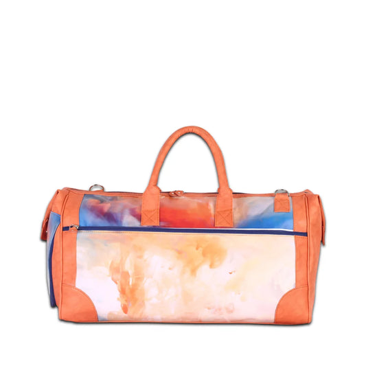 The orange wave unisex large weekender travel  bag with separate shoe compartment with adjustable strap