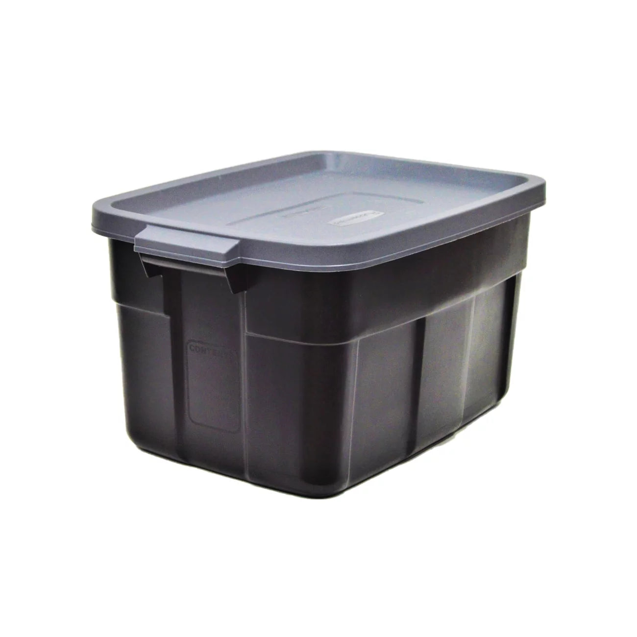 Rubbermaid roughneck tote 31 gallon stackable storage container with stay tight lid & easy carry handles, black/cool gray (3 pack)