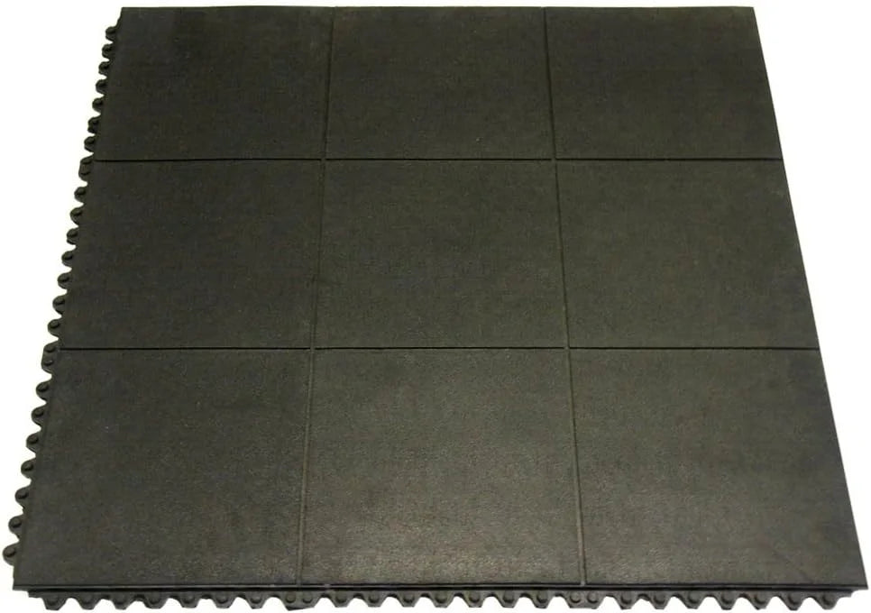 Revolution interlocking rubber floor mat (2-pack), black, 12mm x 36in x 36in