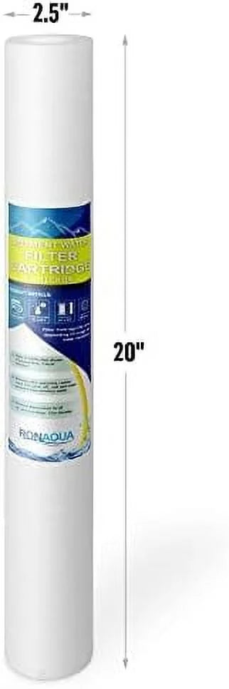 Standard whole house -blown four layers filtration polypropylene 10 micron sediment filter 20” x 2.5” fits 20” x 2.5” housings. compatible with fpmb5-20, fpmb520, sdc-25-2005/4, vx05-20 pack of 25