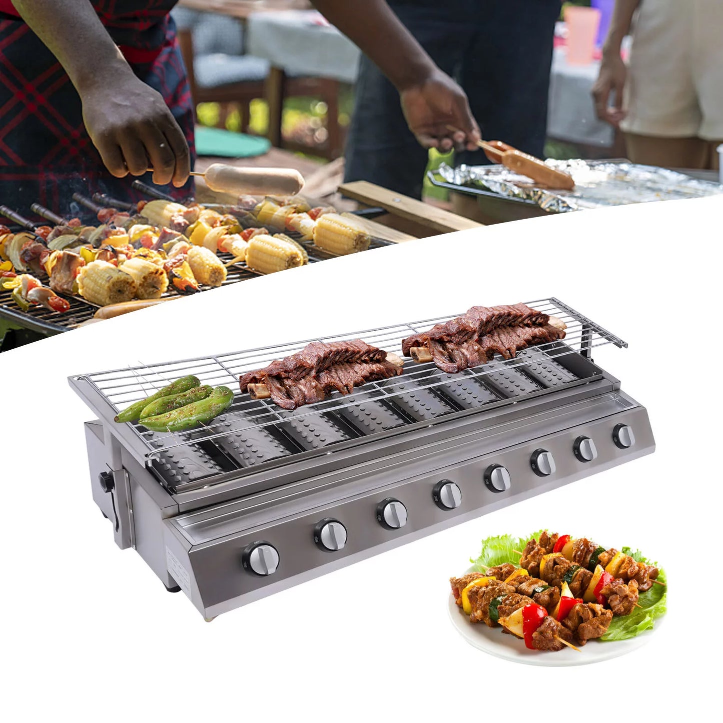 Yiyibyus bbq grill gas barbecue grill for home patio garden party picnic, stainless steel