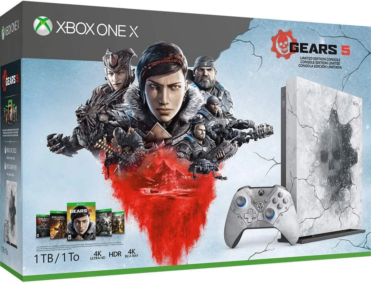 Restored xbox one x 1tb console - gears 5 limited edition bundle (2017 model) (refurbished )