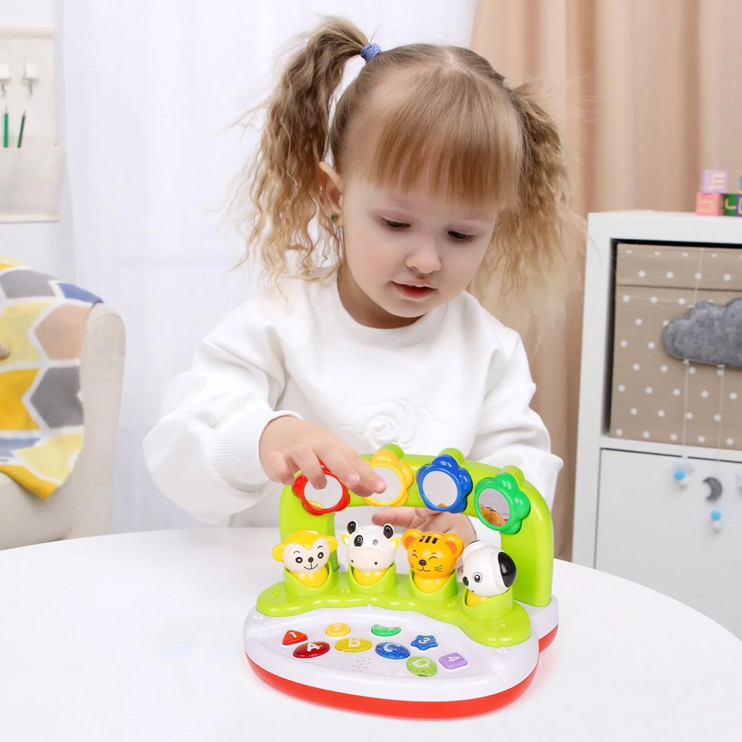 Baby toys 6 to 12 months, interactive animal toys with music & light, learning infant toys 12-18 months,activity center sensory toy educational toy