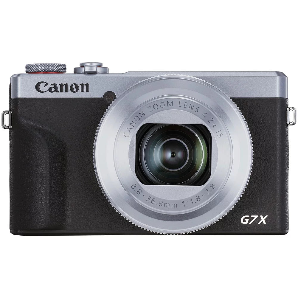 Canon powershot g7 x mark iii digital camera (silver) + extra battery + flash - 32gb kit