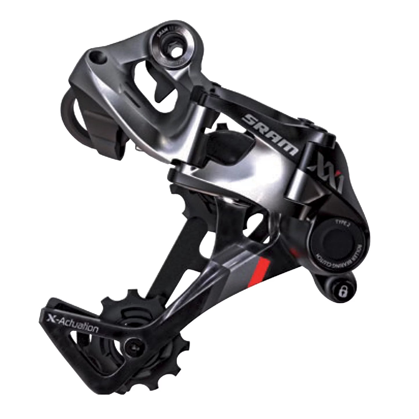 Sram xx1 rear derailleur - 11 speed, medium cage, black/red