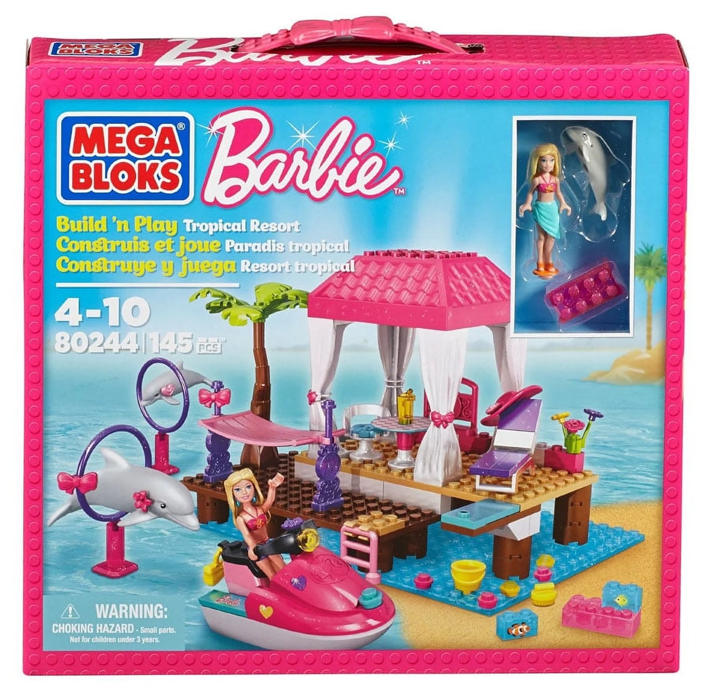 Barbie mega bloks tropical resort #80244 build 'n play