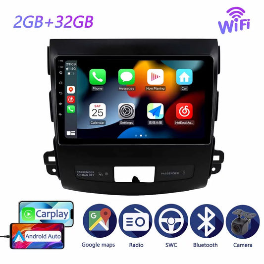 Carplay android auto car radio gps navgation for mitsubishi outlander 2 cw0w 2005 - 2013 android screen multimedia player