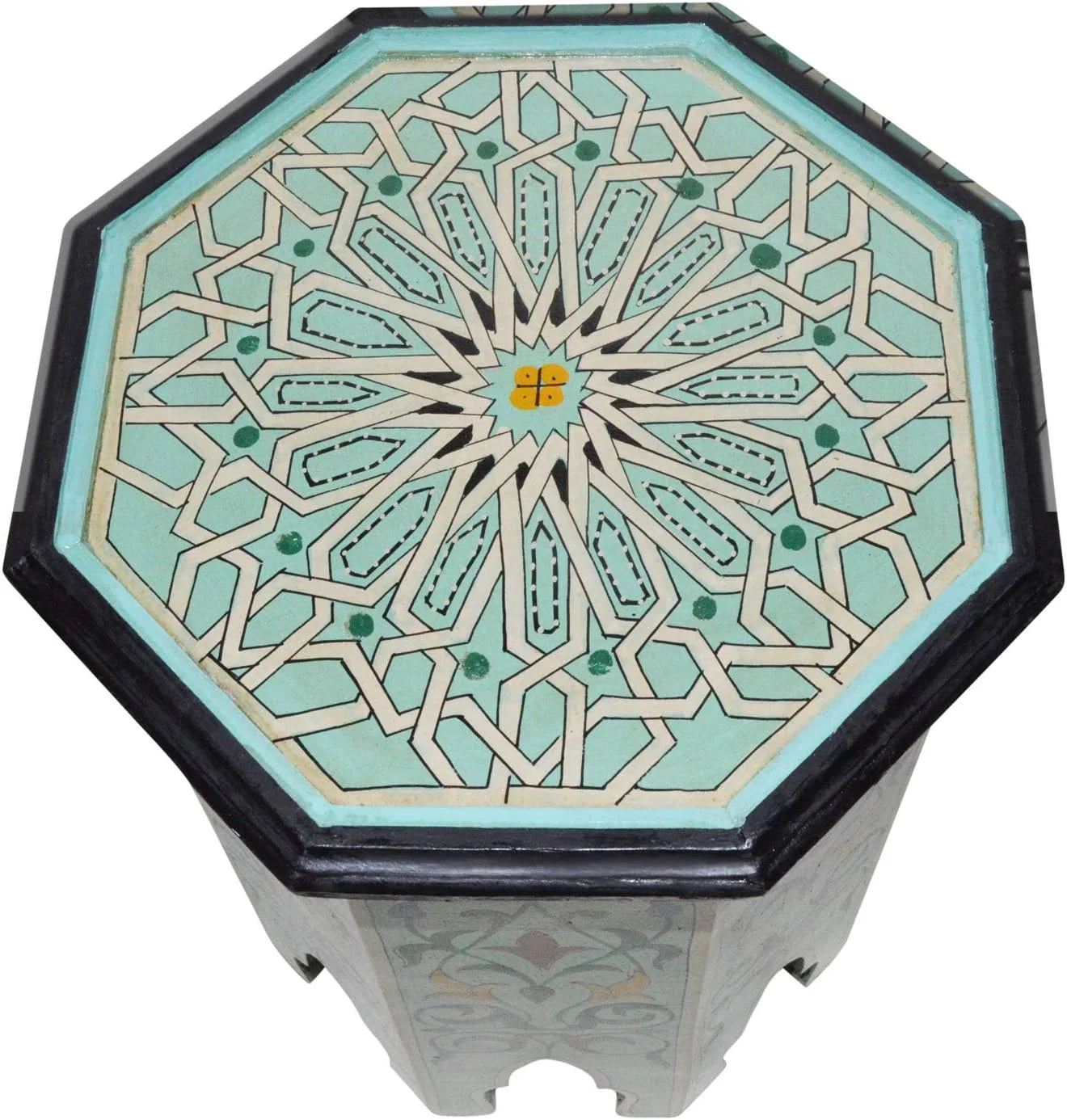 Runfaybiu moroccan handmade wood table side delicate  painted exquisite aqua